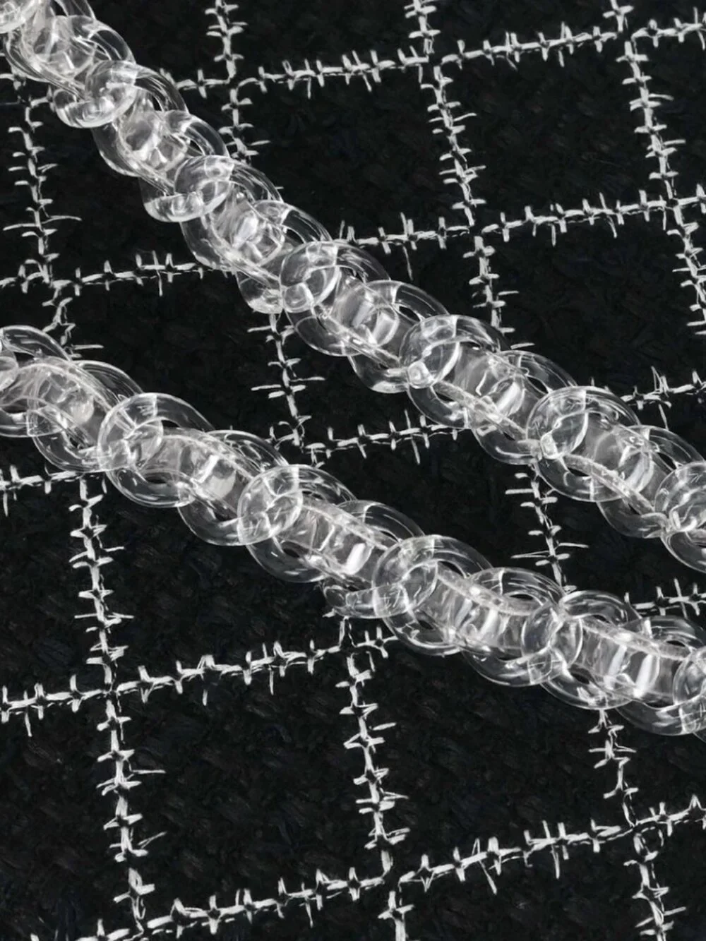 Chanel Black Tweed Acrylic Chain Tote Shoulder Bag